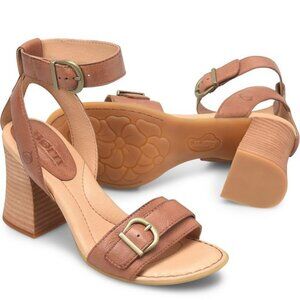 BORN Tahlia Ankle Strap Heels Sandals Size 10 Brown Luggage Leather NEW $135